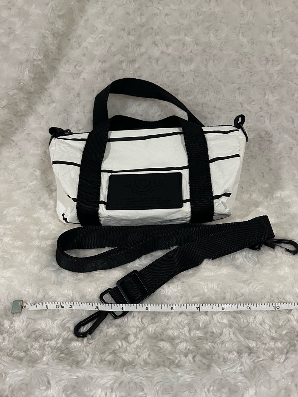 (NWOT) ALOHA Collection B&W Striped Mini Duffle